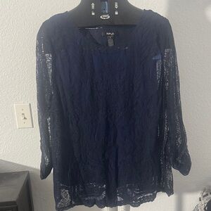 Style & Co. Navy Lace Top